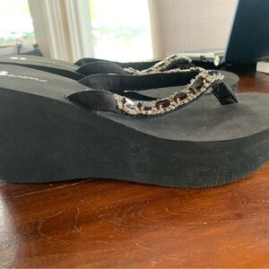 Browns Elegant Black Wedge Sandals